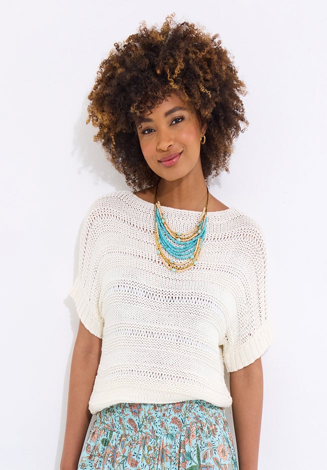 Boatneck Pointelle Sweater image number 5