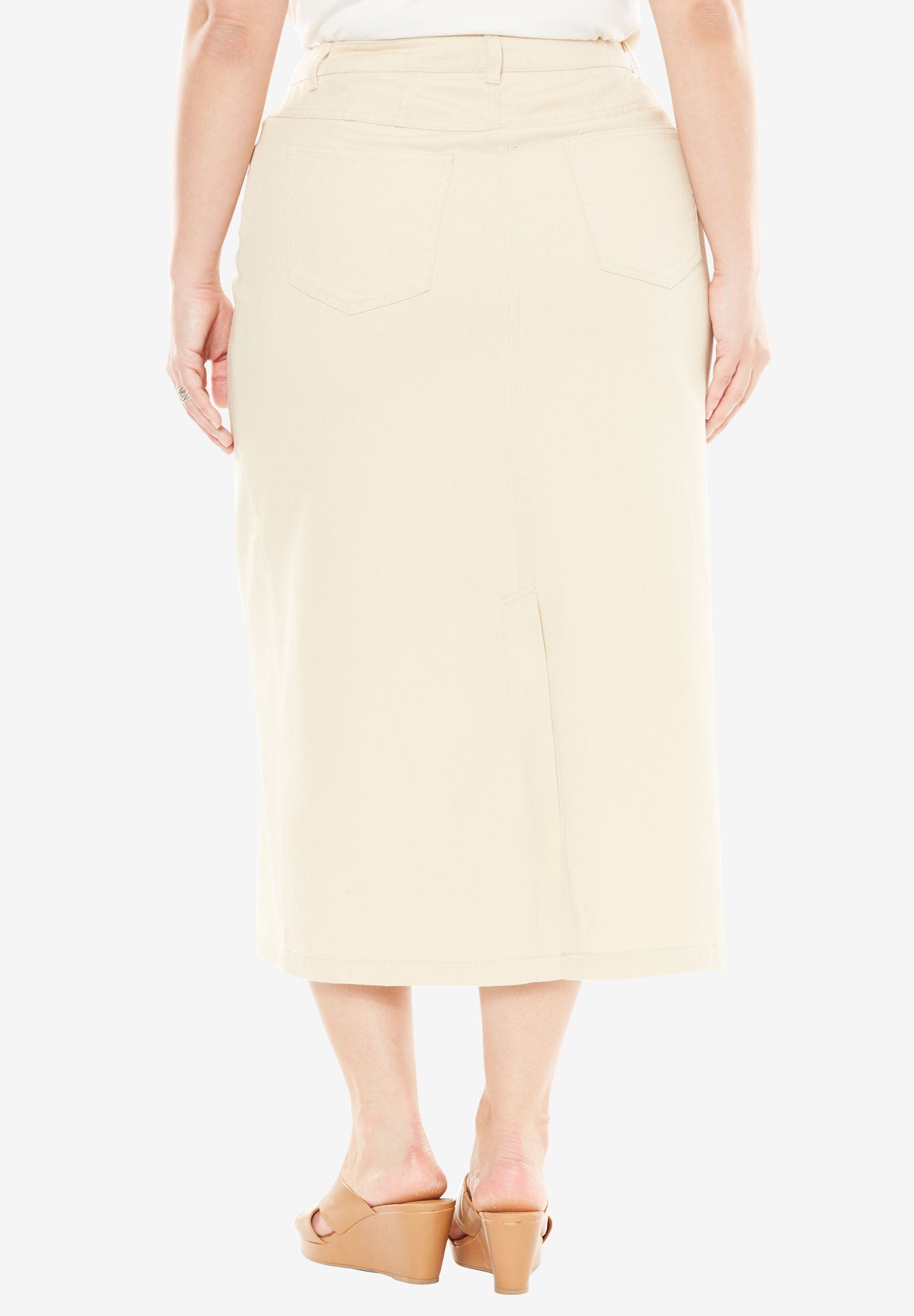 Classic Cotton Denim Midi Skirt image number 1