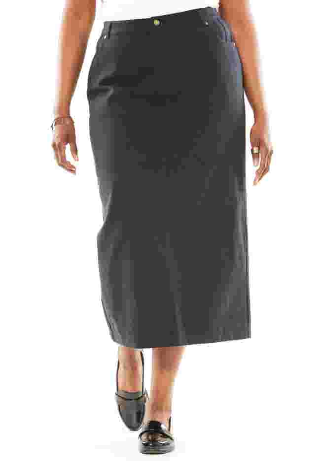 Classic Cotton Denim Midi Skirt image number 0