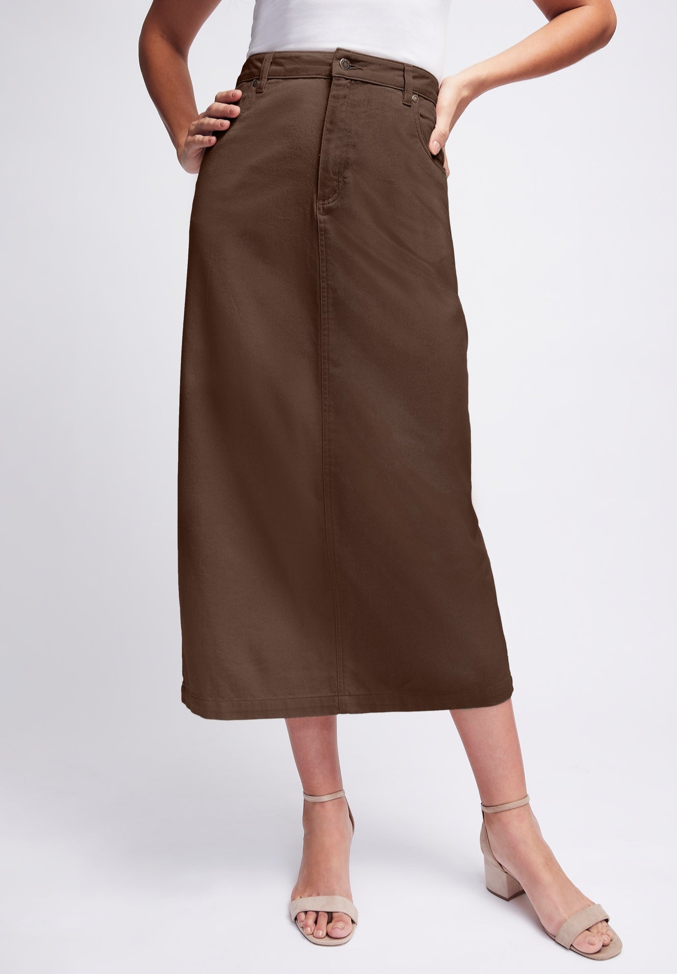 Classic Cotton Denim Midi Skirt image number 0