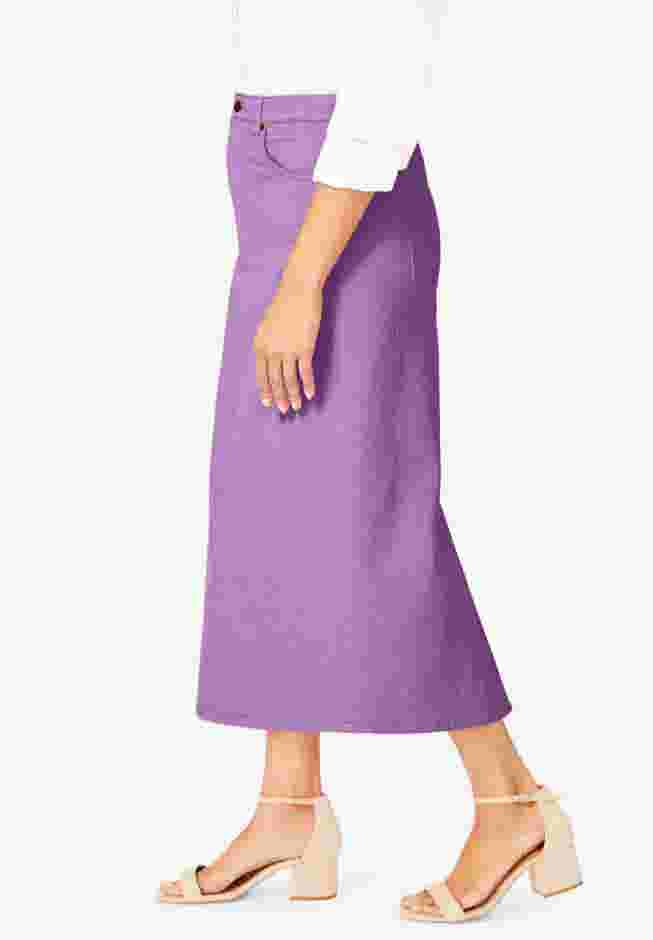 Classic Cotton Denim Midi Skirt image number 2