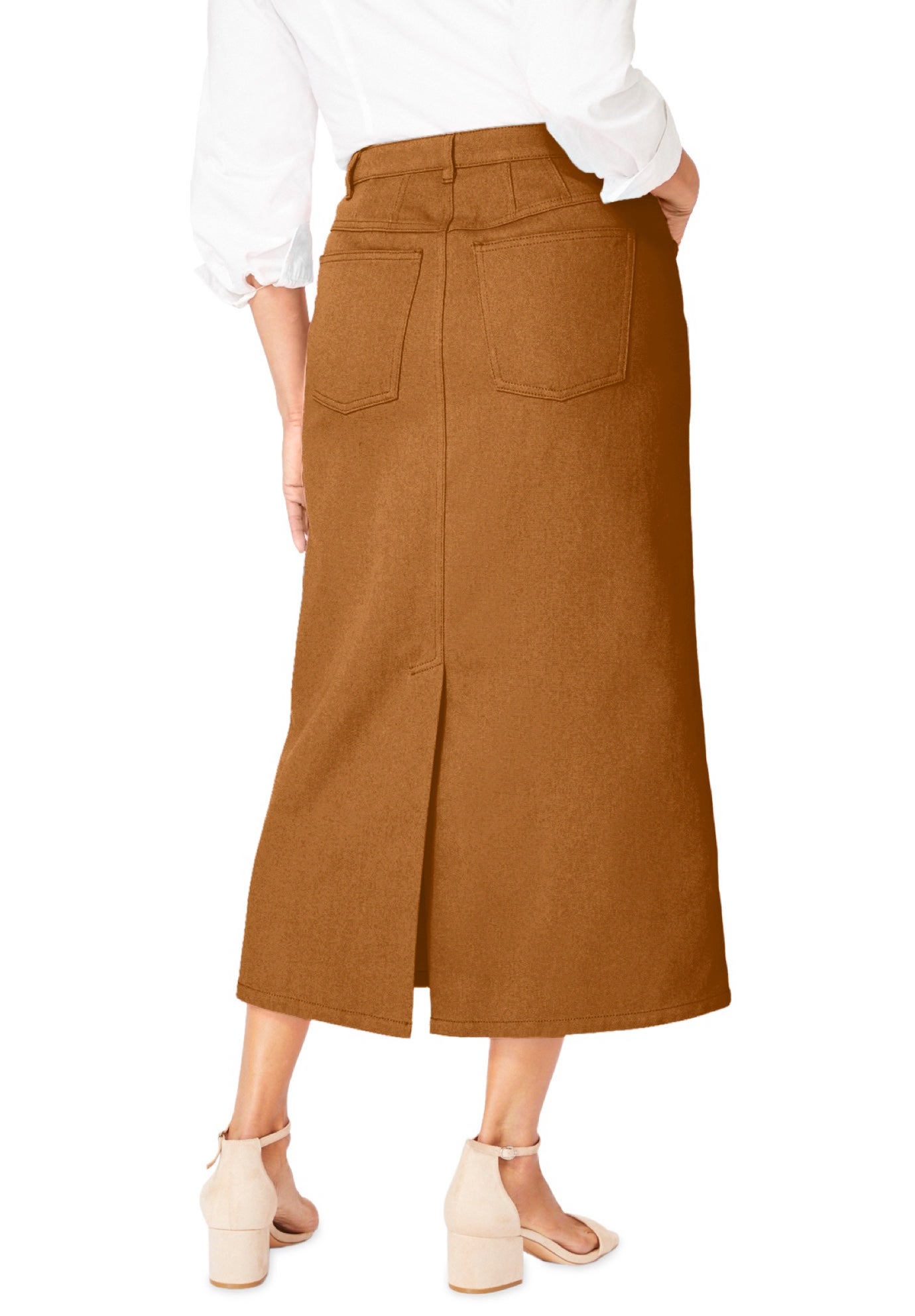 Classic Cotton Denim Midi Skirt image number 1