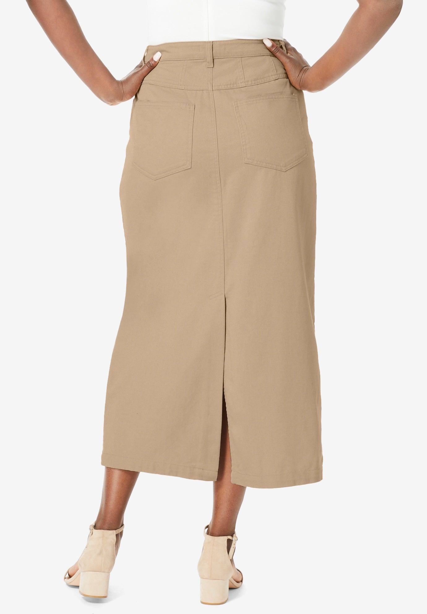 Classic Cotton Denim Midi Skirt image number 2