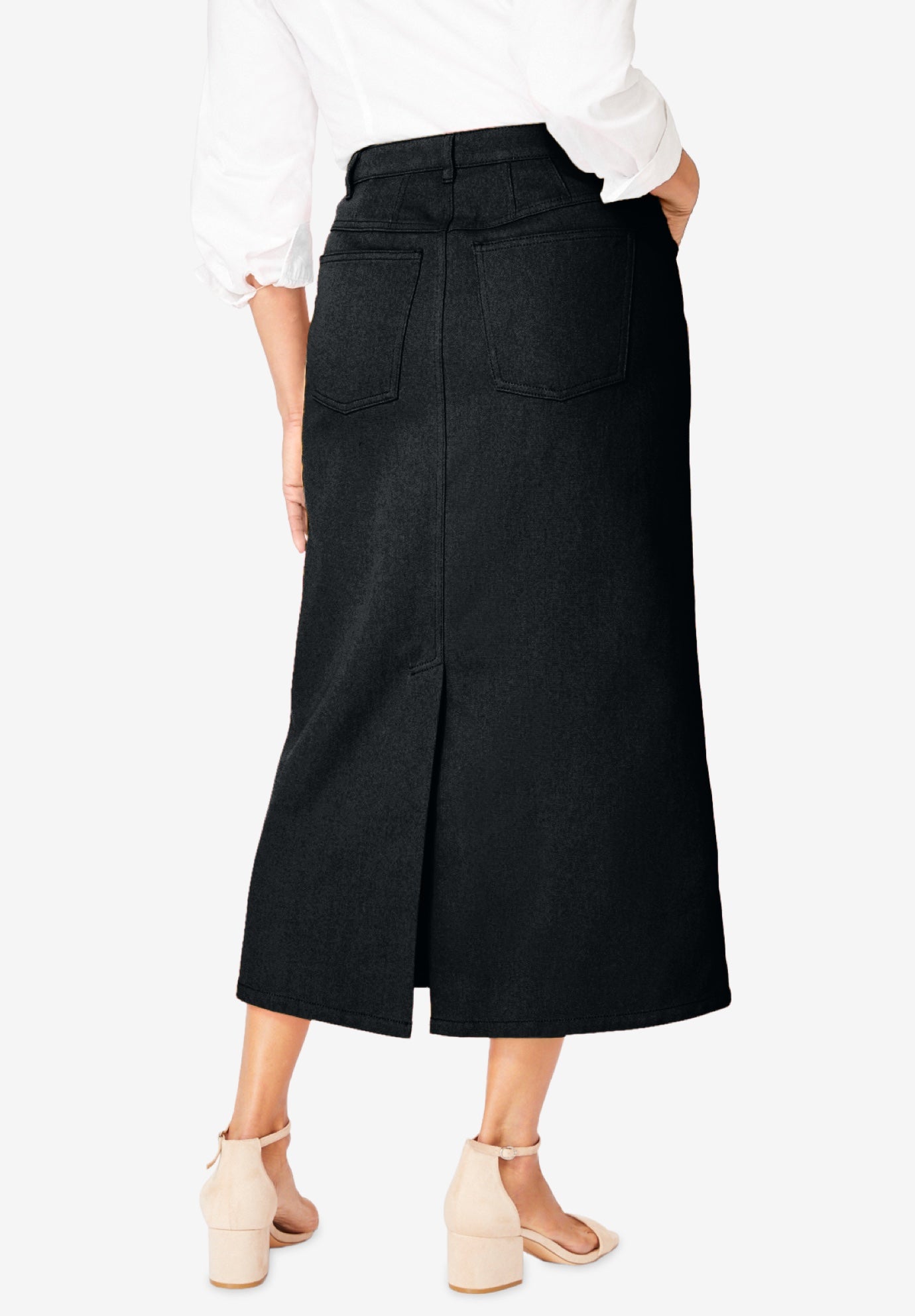 Classic Cotton Denim Midi Skirt image number 2