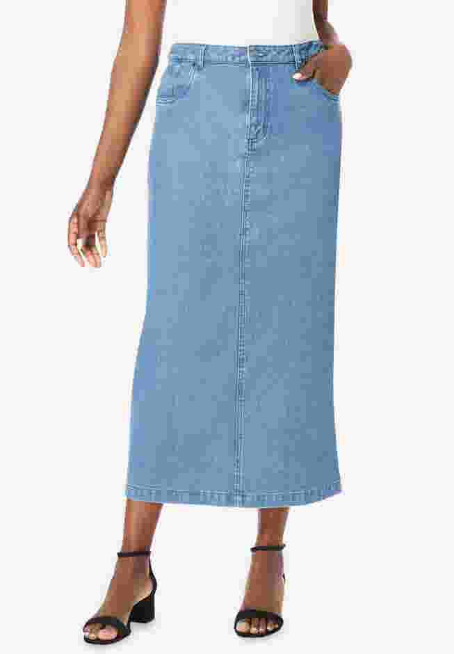 Classic Cotton Denim Midi Skirt image number 0