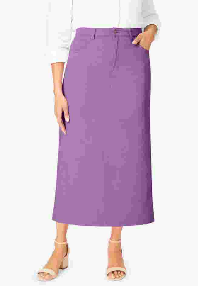 Classic Cotton Denim Midi Skirt image number 0