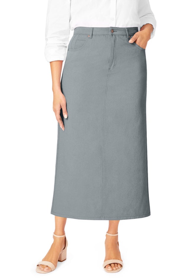Classic Cotton Denim Midi Skirt image number 0