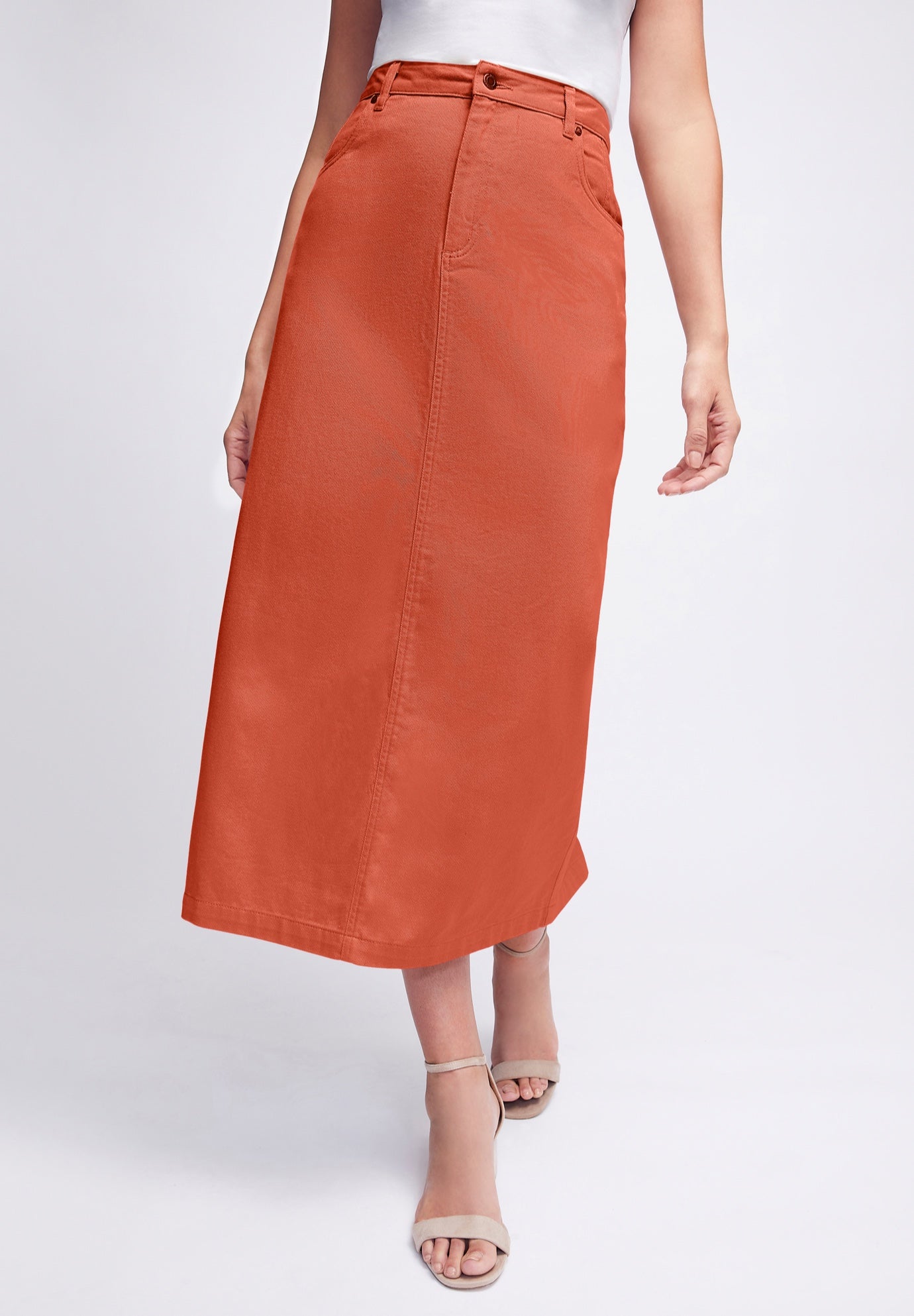 Classic Cotton Denim Midi Skirt image number 0