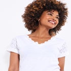 Eyelet V-neck Tee image number null