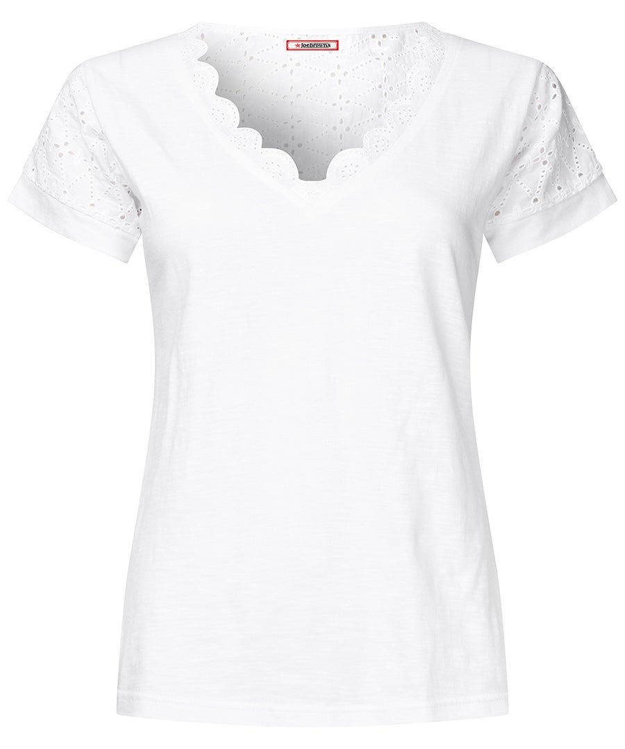 Eyelet V-neck Tee image number 3