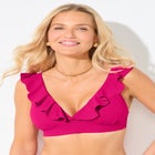 Ruffled Plunge V-Neck Bikini Top image number null