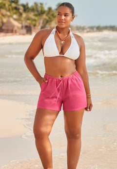 Cotton Tie-Front Cover Up Shorts