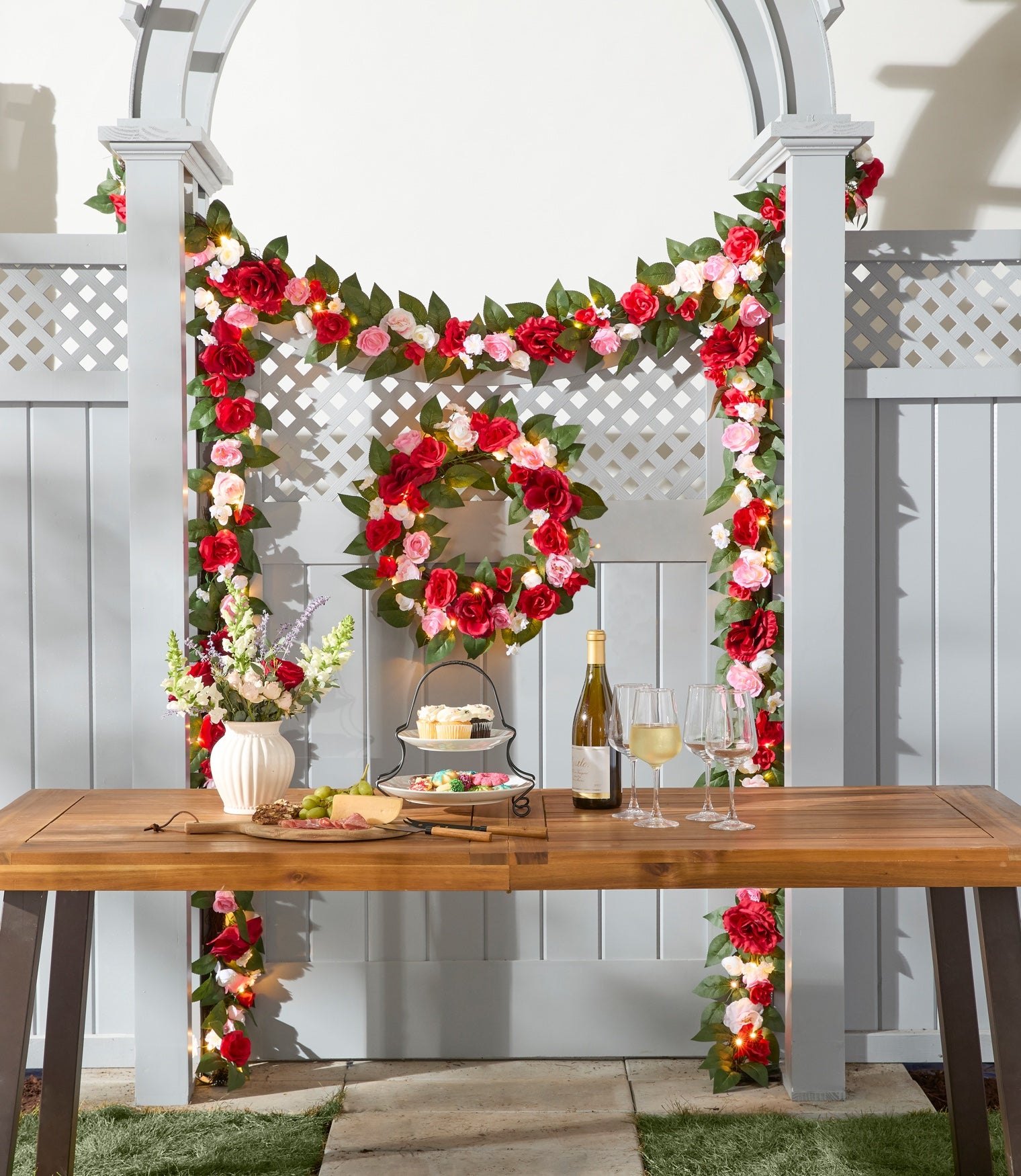  Pre-Lit Rose Bloom 24" Wreath image number 0