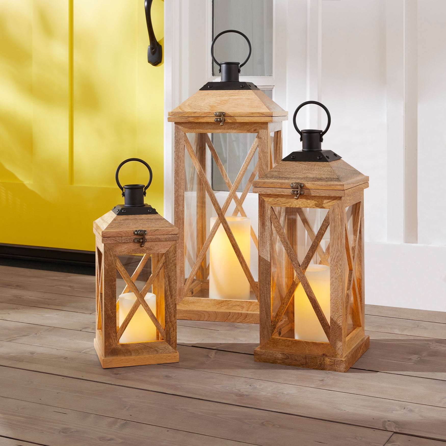  Wooden Square 24" Lantern image number 1