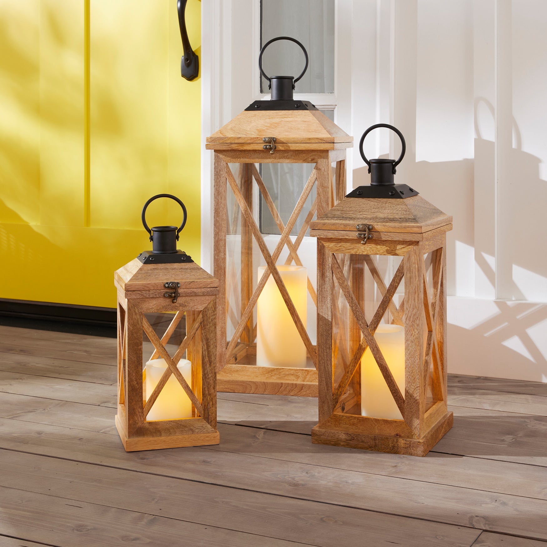  Wooden Square 14" Lantern image number 1