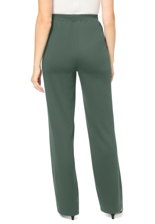 Stretch Ponte Knit Pull-On Wide-Leg Pants image number 1