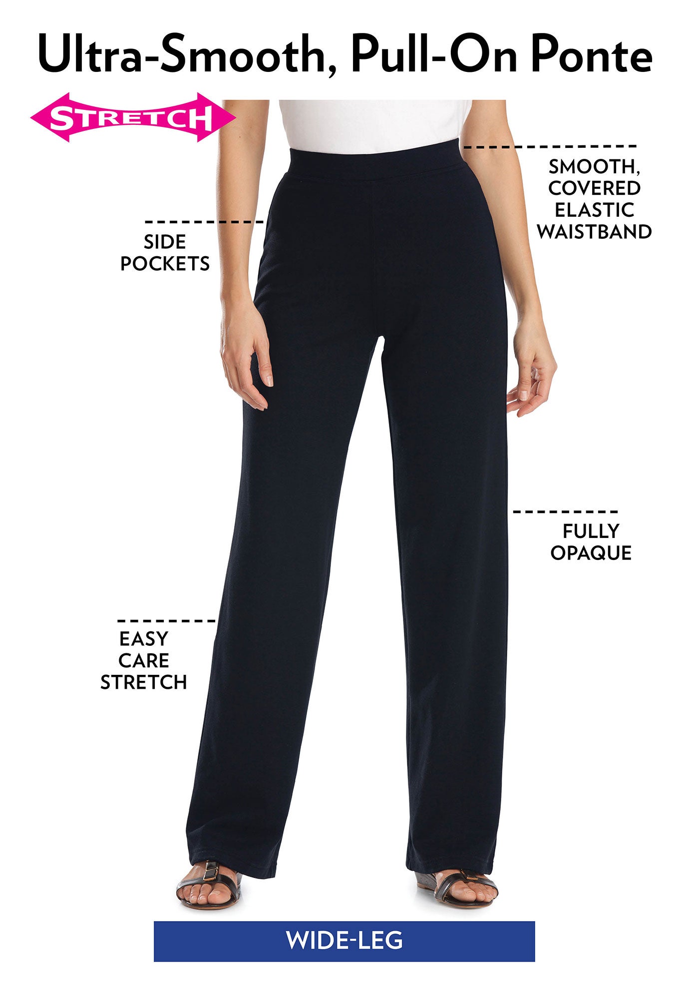 Stretch Ponte Knit Pull-On Wide-Leg Pants image number 4