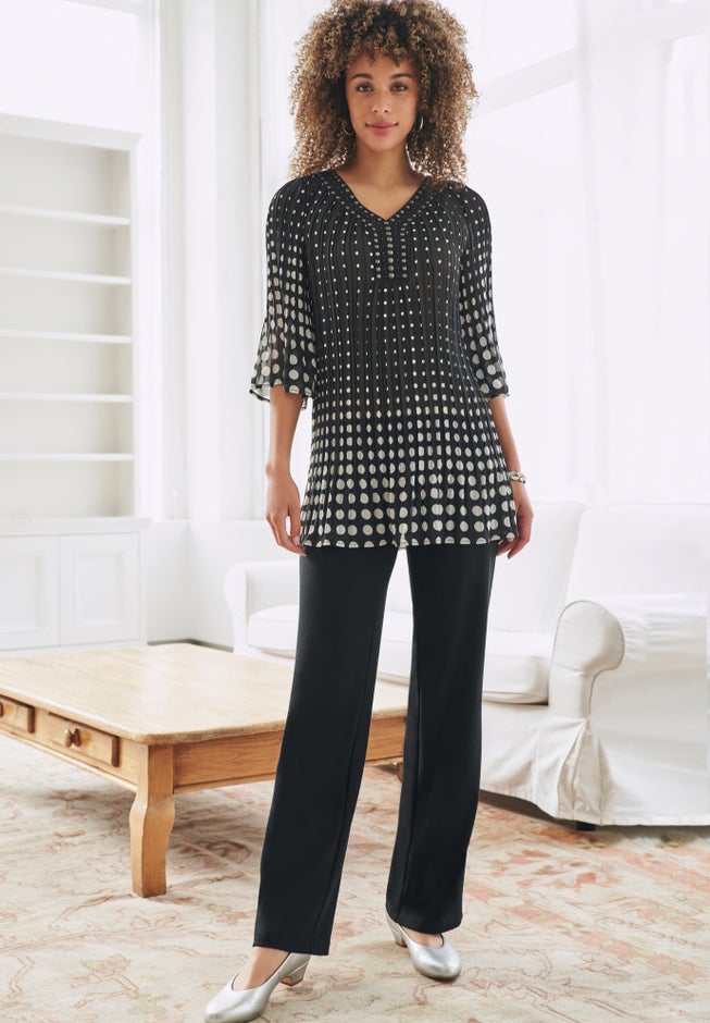Stretch Ponte Knit Pull-On Wide-Leg Pants image number 5