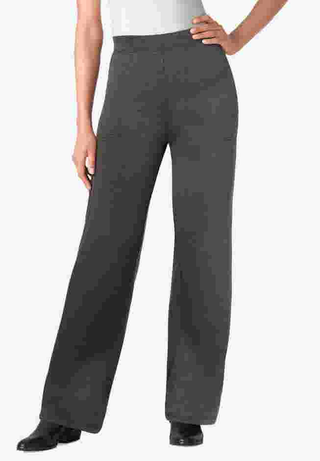 Stretch Ponte Knit Pull-On Wide-Leg Pants image number 0