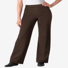 Stretch Ponte Knit Pull-On Wide-Leg Pants image number null