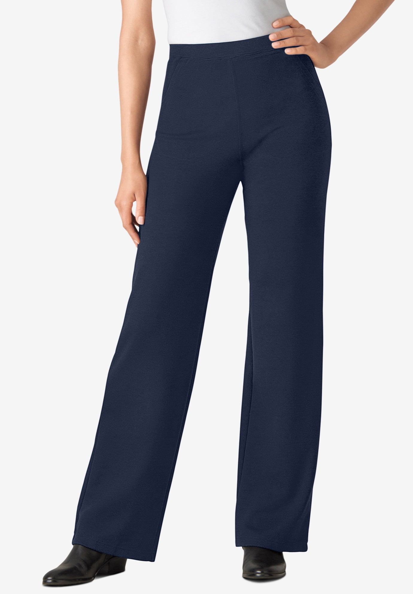 Stretch Ponte Knit Pull-On Wide-Leg Pants image number 0