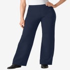 Stretch Ponte Knit Pull-On Wide-Leg Pants image number null