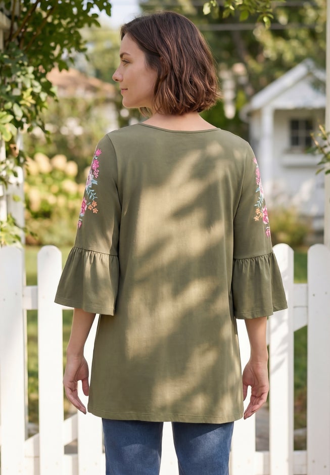 Three-Quarter Bell Sleeve Tunic image number 1