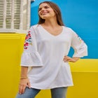 Three-Quarter Bell Sleeve Tunic image number null