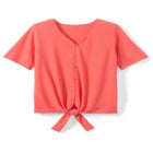 Textured Tie-Front Tee image number null