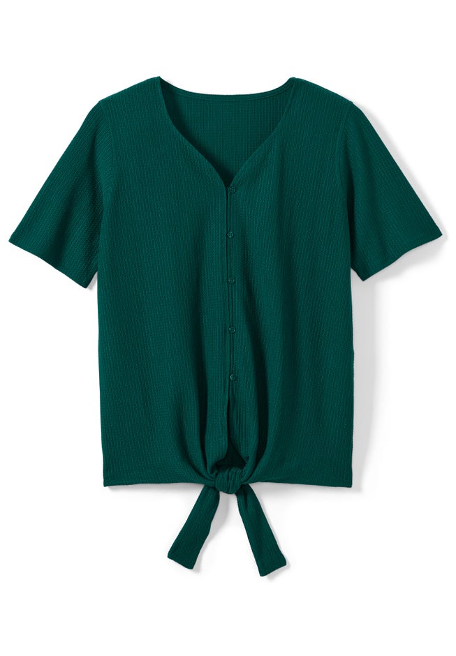 Textured Tie-Front Tee image number 1