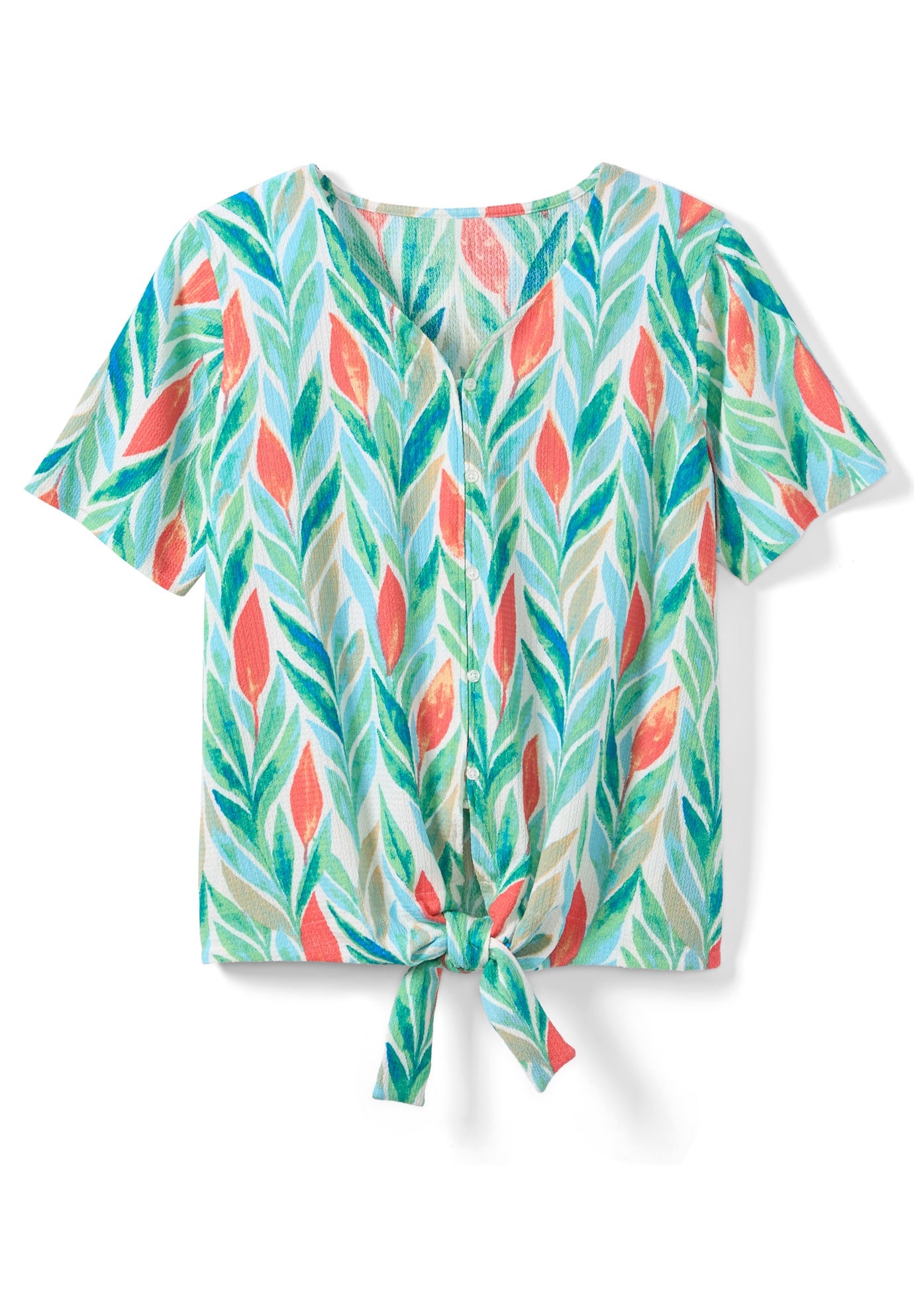 Textured Tie-Front Tee image number 1