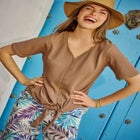 Textured Tie-Front Tee image number null