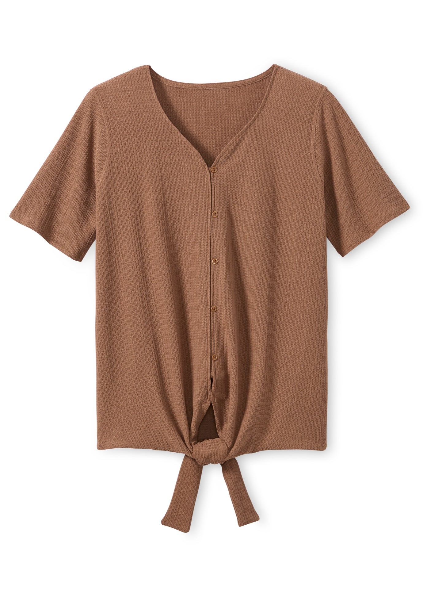 Textured Tie-Front Tee image number 2