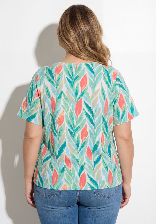 Textured Tie-Front Tee image number 2