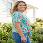 Textured Tie-Front Tee image number null