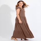 Texture Knit Tiered Flutter Sleeve Maxi Dress image number null