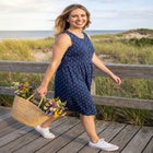 Button-Front Empire Sleeveless Knit Dress image number null