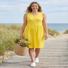 Button-Front Empire Sleeveless Knit Dress image number null