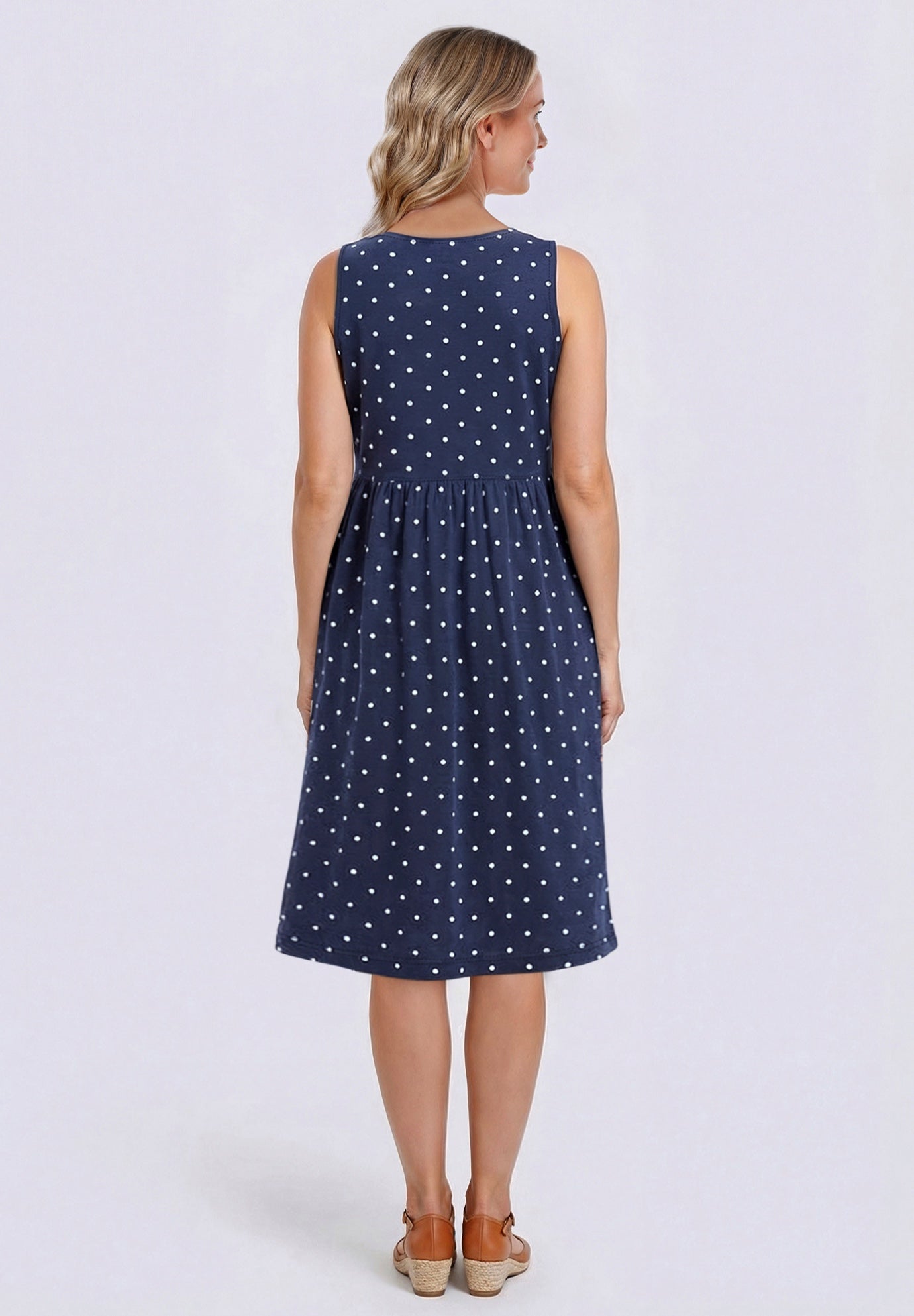 Button-Front Empire Sleeveless Knit Dress image number 1