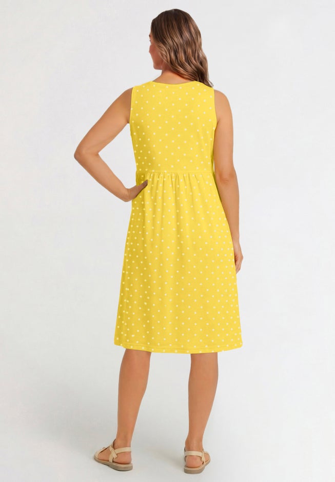 Button-Front Empire Sleeveless Knit Dress image number 1