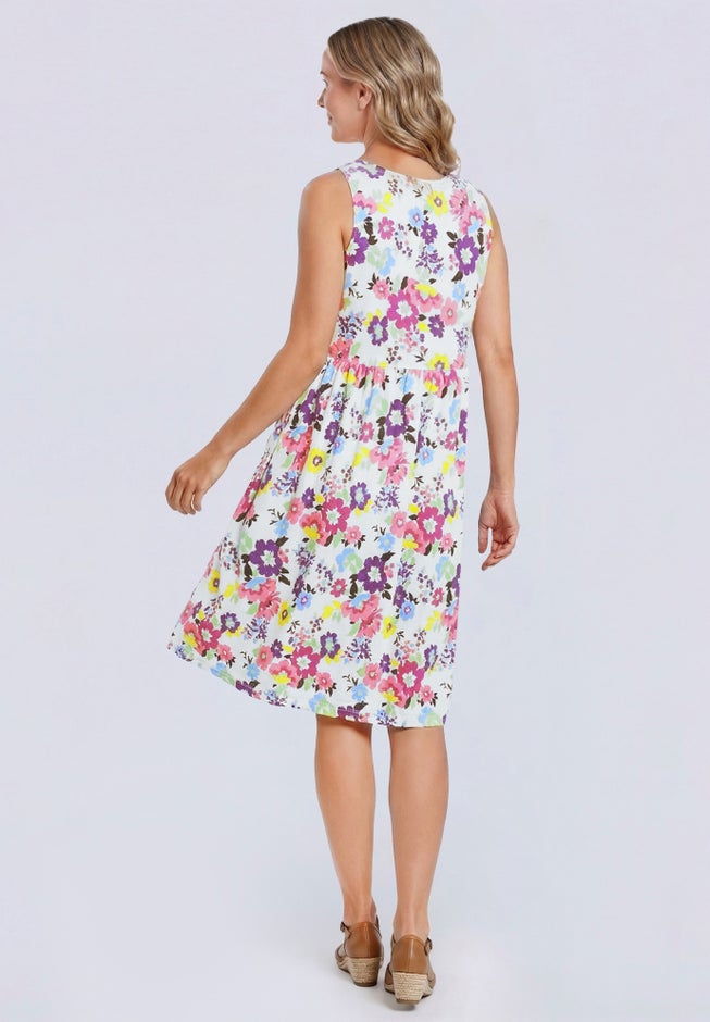 Button-Front Empire Sleeveless Knit Dress image number 1