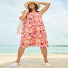 Button-Front Empire Sleeveless Knit Dress image number null