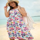 Button-Front Empire Sleeveless Knit Dress image number null