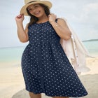 Button-Front Empire Sleeveless Knit Dress image number null