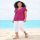 Short Sleeve Dolman Button Blouse image number null