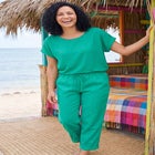 Short Sleeve Dolman Button Blouse image number null