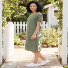 Perfect Ruched-Sleeve Knee-Length Short-Sleeve Tee Dress image number 2