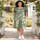 Perfect Ruched-Sleeve Knee-Length Short-Sleeve Tee Dress image number 0
