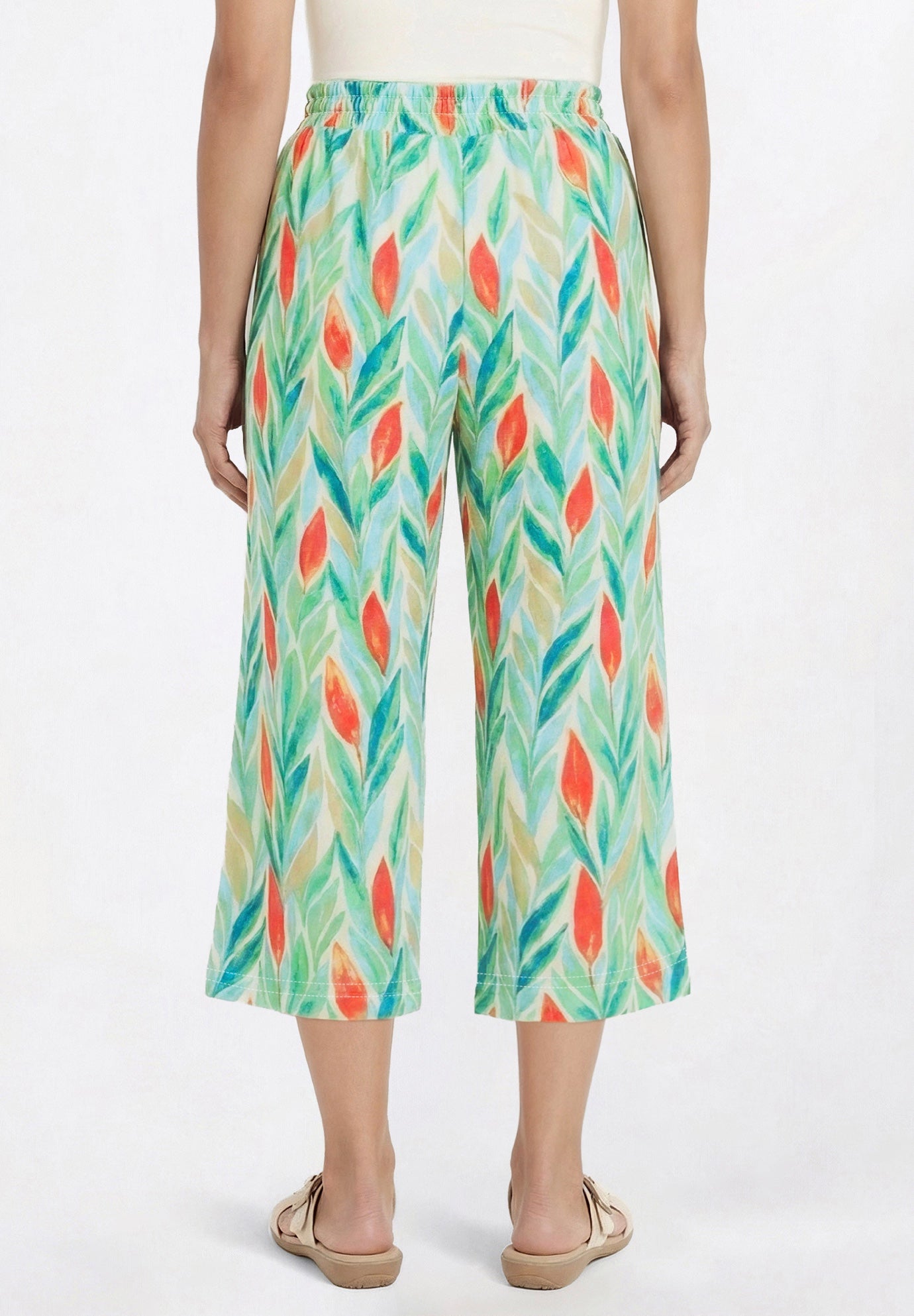 Wide-Leg Texture Knit Capri image number 1