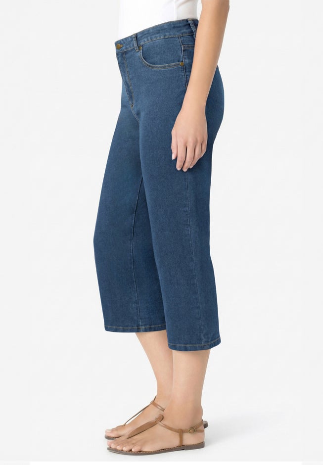 Clean Front Denim Capri image number 2